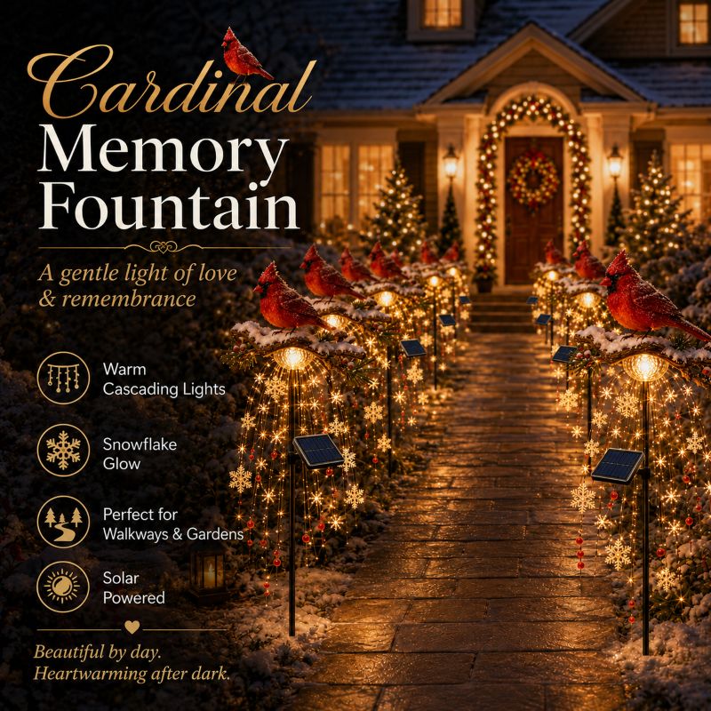 ❤️ Solar Cardinal Memory Fountain™ – Remembrance Garden Stake Light