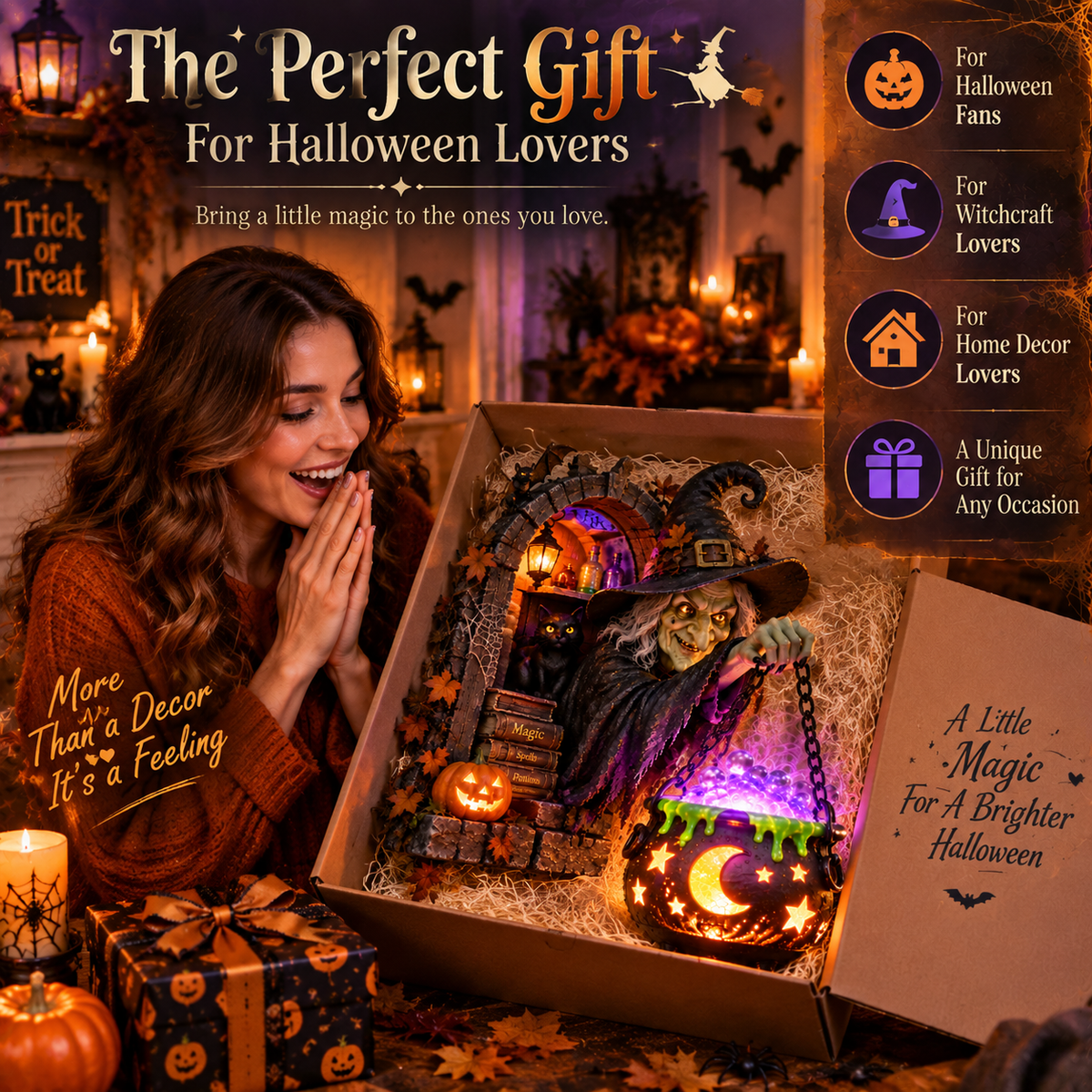 🧙♀️ LAST DAY 50% OFF 🎃 Witch’s Magical Cauldron Light - Enchanted Halloween Hanging Decor