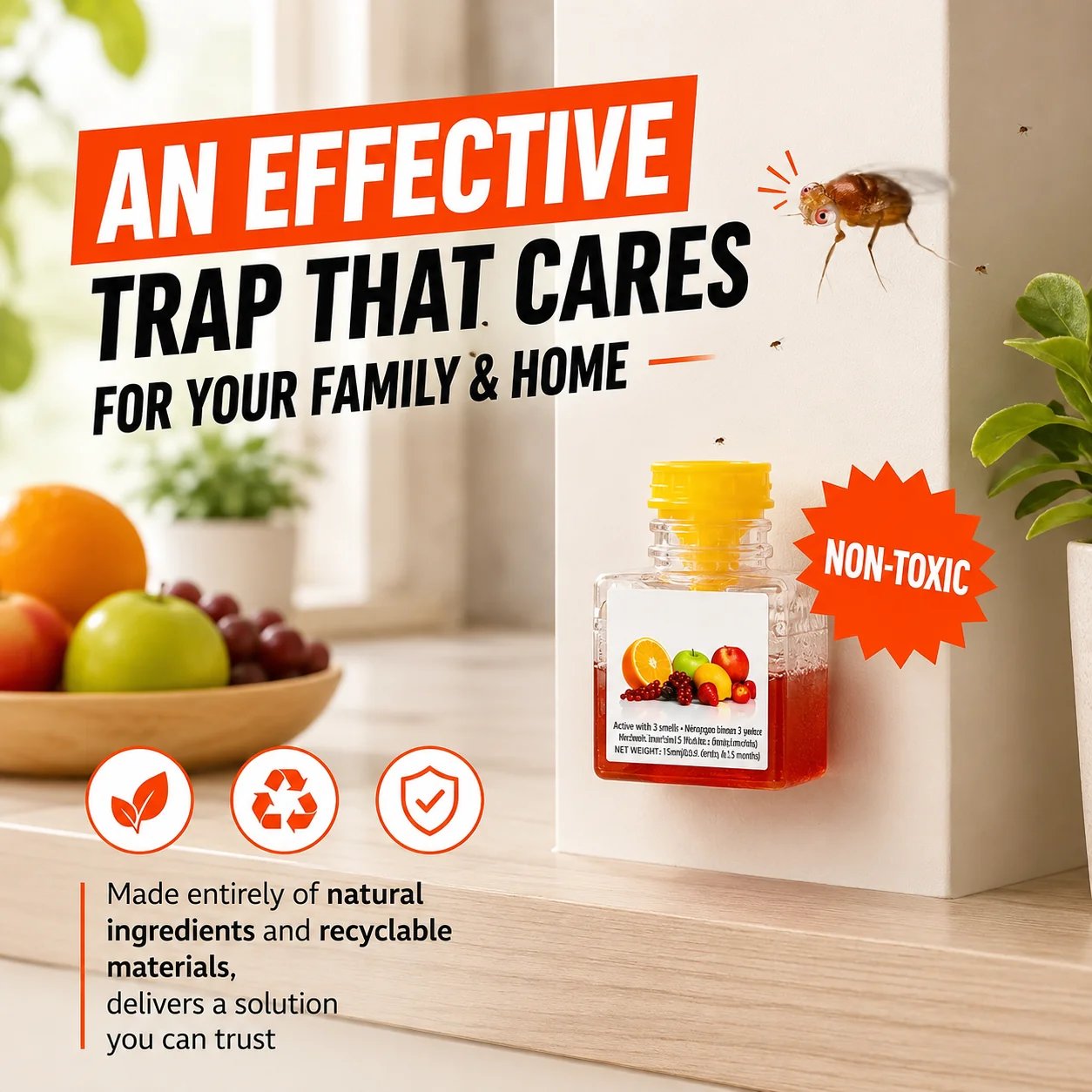 LAST DAY BUY 2 GET 1 FREE🔥Ultra-Strong Fruit Fly Trap - User Friendly (Up to 3 Weeks per Bottle)