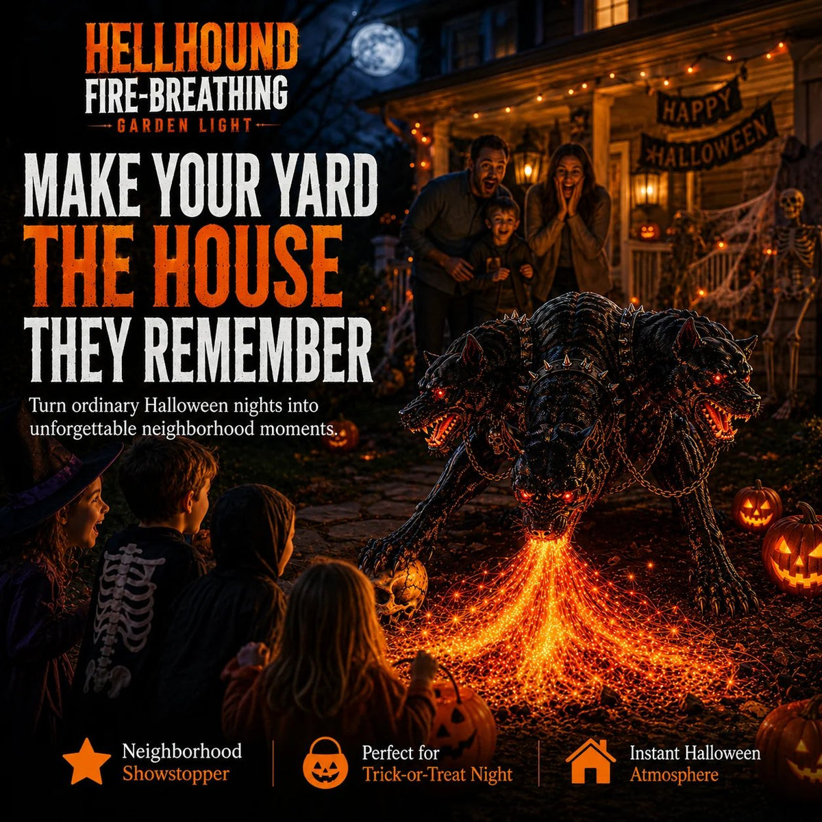 š Fire-Breathing Orochi Solar Garden Light ā Epic Multi-Headed Dragon Halloween Decor