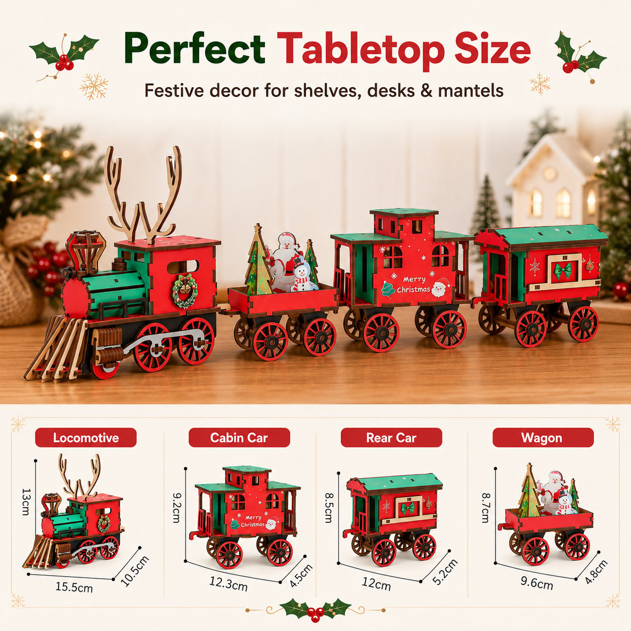 šLAST DAY 50% OFF ā DIY Christmas Wooden Train Set 3D Assembly Puzzle Kit