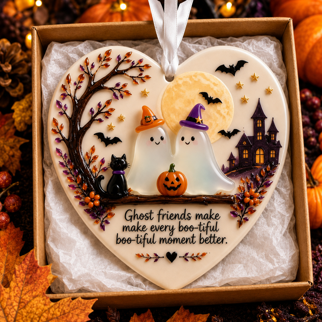 🎃 Halloween Friendship Sea Glass Ornament