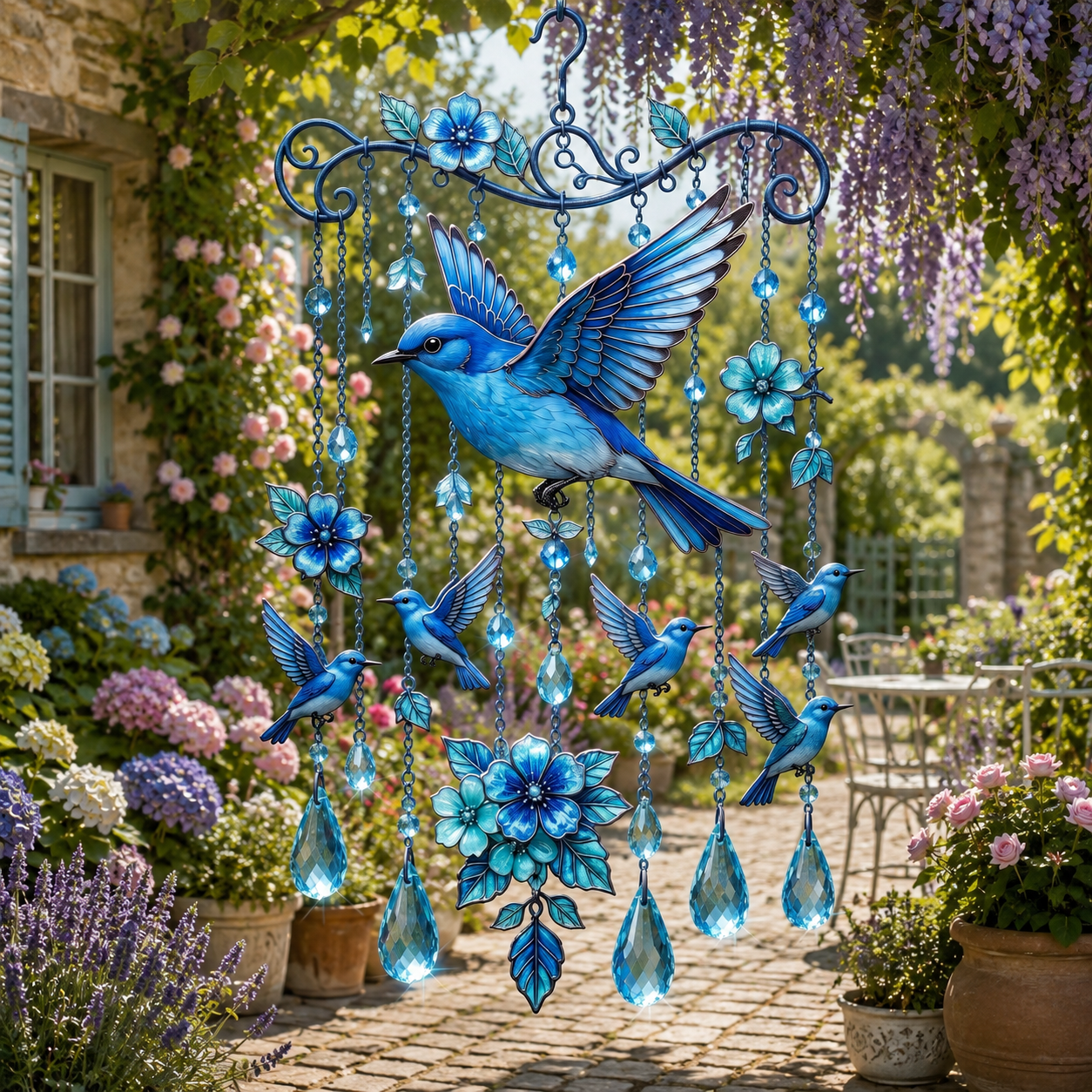 "Bluebird of Happiness" Artisan Suncatcher & Wind Chime