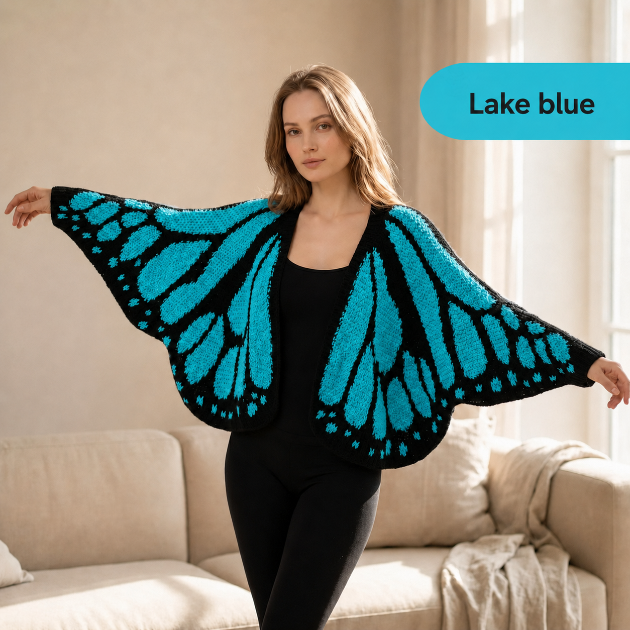 🦋 Monarch Butterfly Cardigan – Handcrafted, Bold & One of a Kind 🧶✨