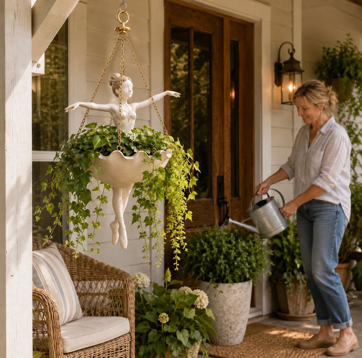 🔥💃 Ballet Dancer Hanging Planter– 🌿Elegant Garden Decor for Porch & Patio