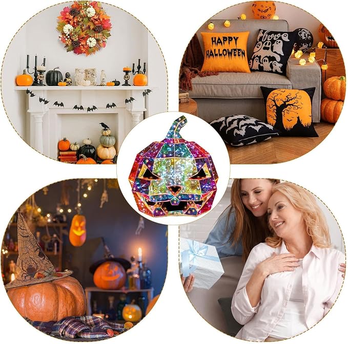 š„Iridescent Pumpkin Light | Prism-Effect Pumpkin Art Sculpture Night Light | Colorful LED Halloween Party Decor