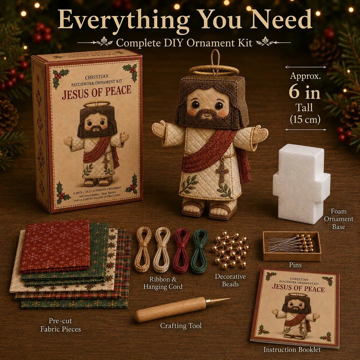 🔥HOT SALE🔥⏳ Last Day 49% OFF – ✝️ Beginner-Friendly DIY Christian Block Figure Patchwork Ornament Kit Collection | Complete Kit with Pre-Cut Fabrics, Padded Ornament Form & Step-by-Step Guide Included 💕