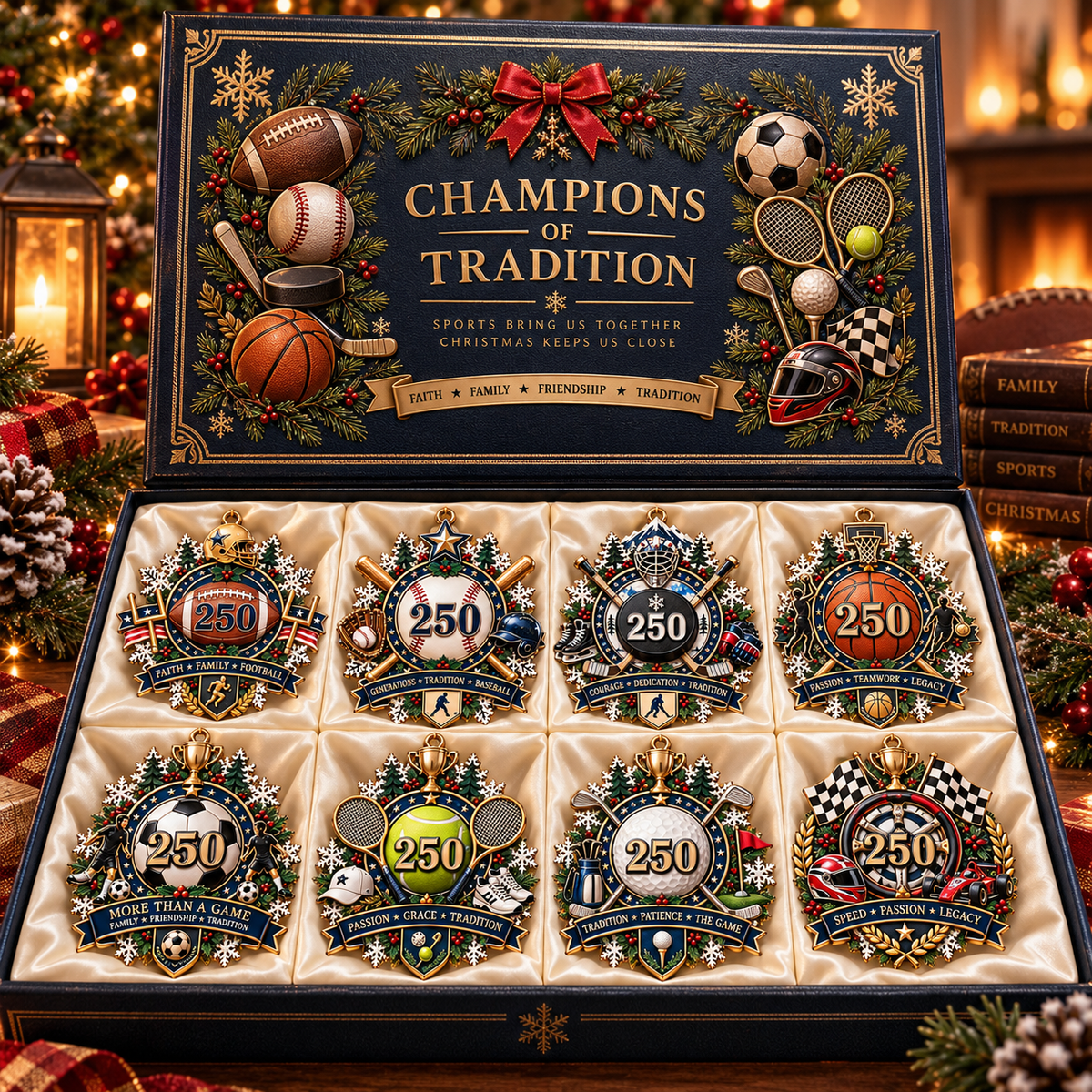 🏆 250th Anniversary Sports Heritage Christmas Ornaments – Keepsake Gifts for Sports Fans 🎄