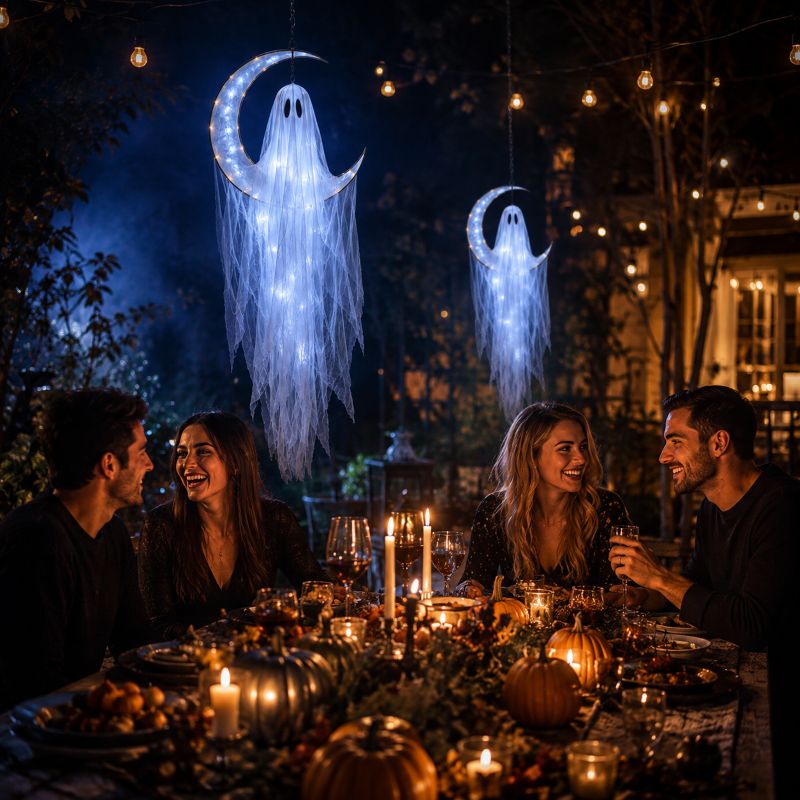 👻🌙 Hauntingly Beautiful Floating Ghost Lights – 4-Style Halloween Collection