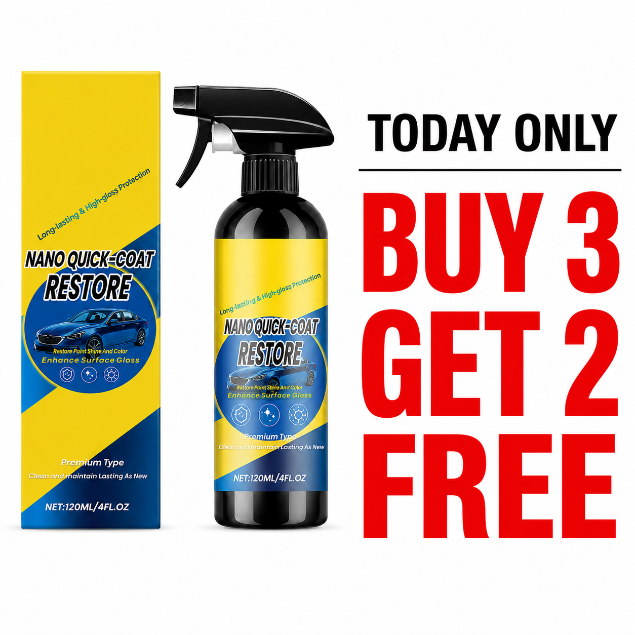 🔥 LAST DAY: Buy 2 Get 1 FREE — Automotive Nano Coating Spray