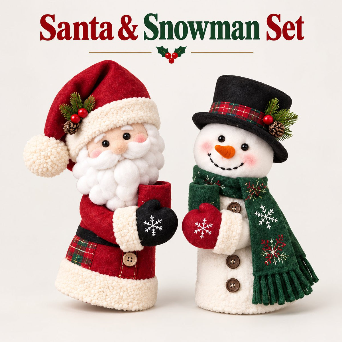 🎅Christmas Door Handle Covers – Santa & Snowman Plush Door Knob Decorations