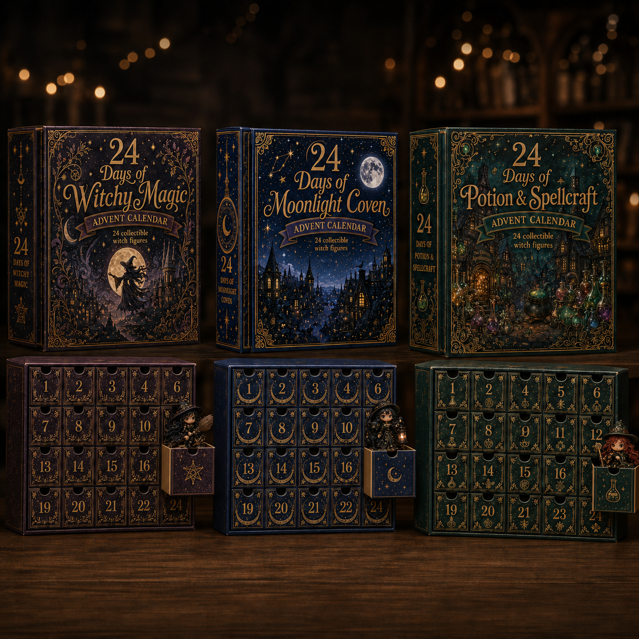 ⏰Limited Stock 49% OFF🔥 2026 The Five Covens Witch Advent Calendar – 24 Collectible Witches, 5 Magical Coven Styles