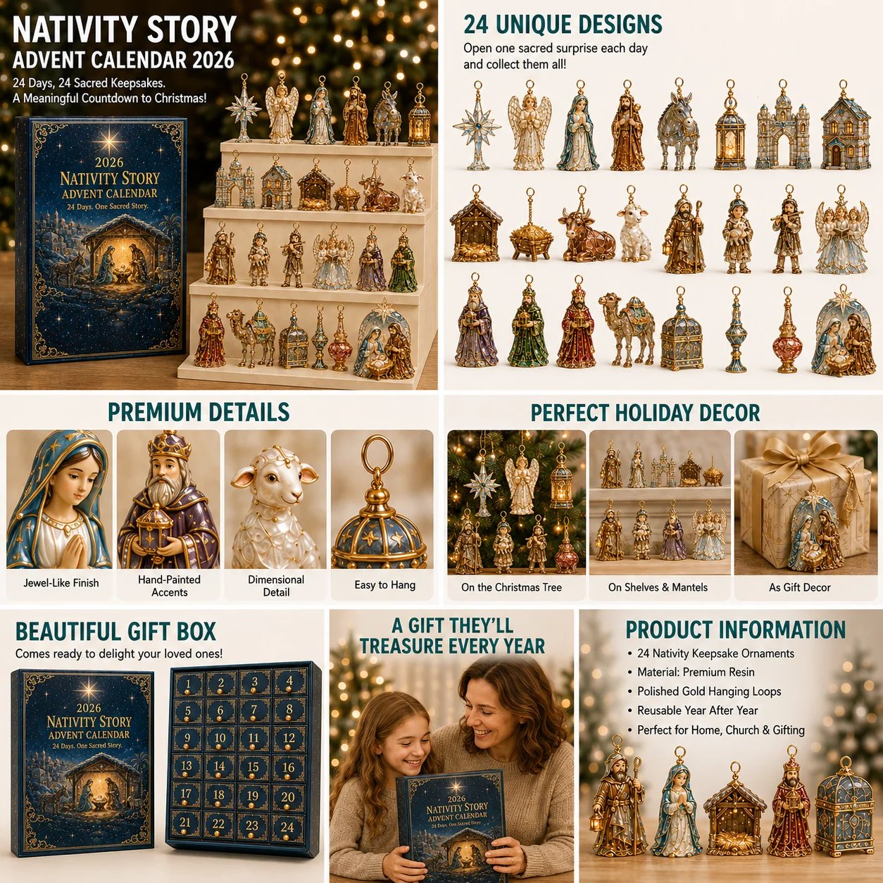 🔥Last Day 50% OFF✨ 2026 Nativity Story Christmas Advent Calendar | 24 Keepsake Ornaments Inspired by the Sacred Journey to Christmas 🎄🙏