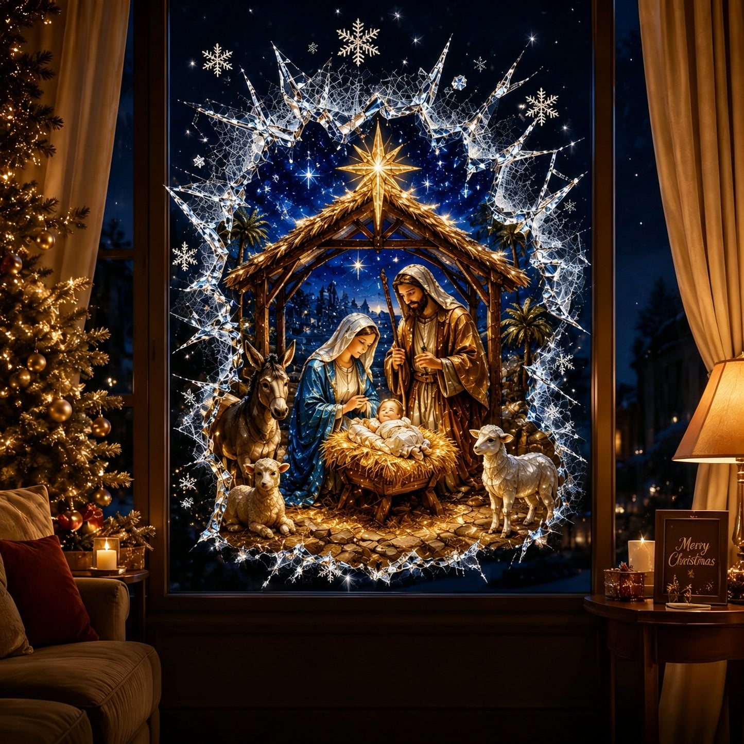 🔥Last Day 50% OFF - 🎅 2026 Christmas Window Decals – 3D Crack Glass Holiday Decorations for a Magical Winter Wonderland