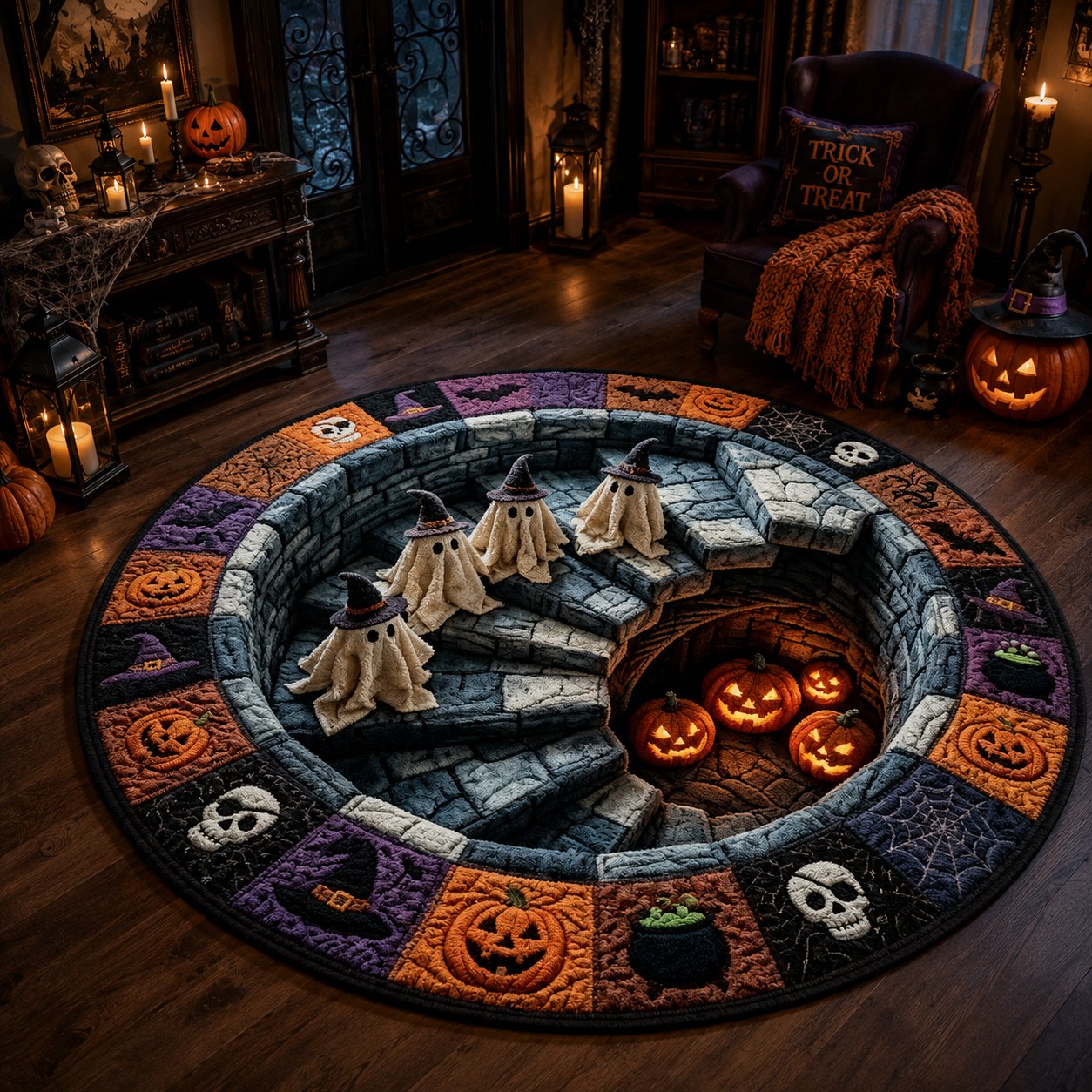 Halloween Rug Ghost Patchwork