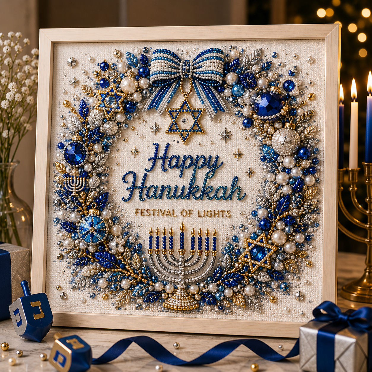💙 50% OFF Festival of Lights Sale - DIY Hanukkah Pearl Art Kit ✨