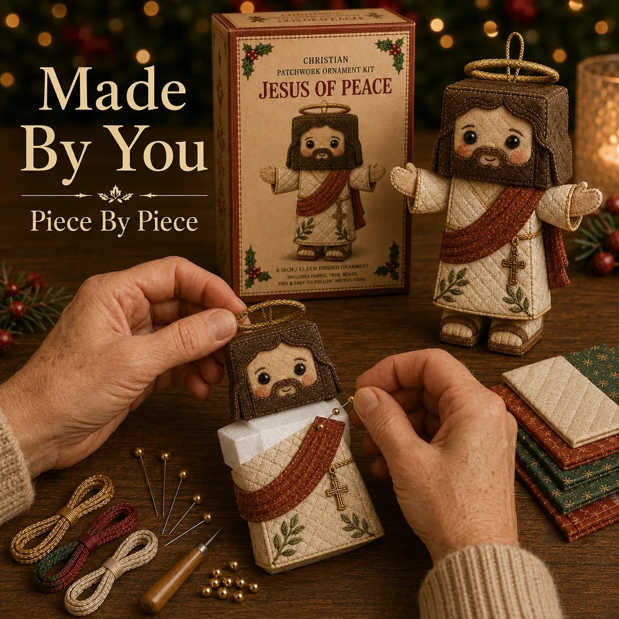 🔥HOT SALE🔥⏳ Last Day 49% OFF – ✝️ Beginner-Friendly DIY Christian Block Figure Patchwork Ornament Kit Collection | Complete Kit with Pre-Cut Fabrics, Padded Ornament Form & Step-by-Step Guide Included 💕