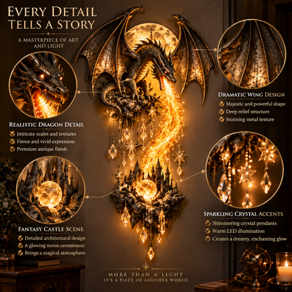 🔥 Last Day 49% OFF – 🐉 Dragonfire Moonlight Wall Lamp | Enchanted Fantasy Castle Decor 🌙