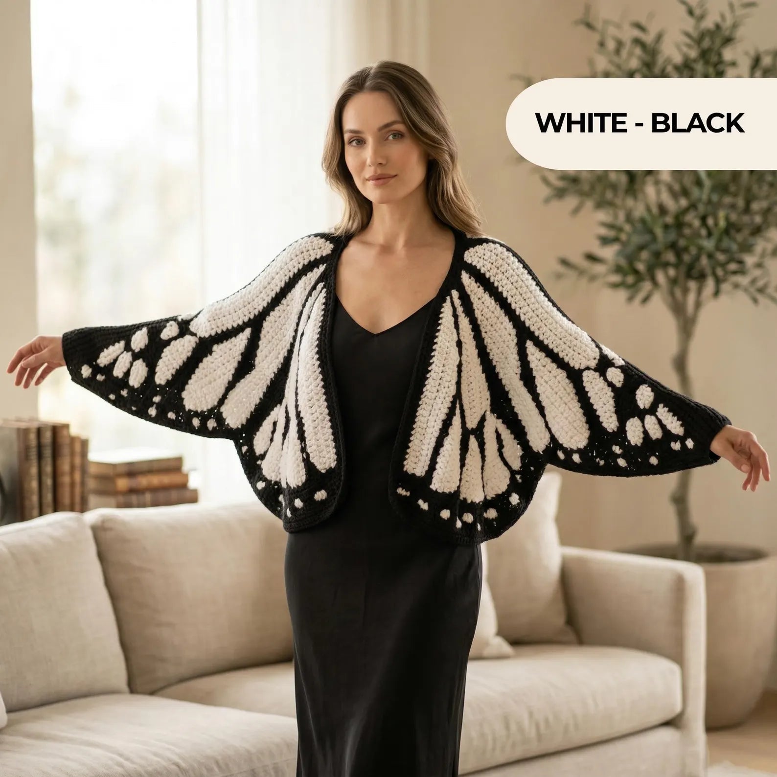 🦋 Monarch Butterfly Cardigan – Handcrafted, Bold & One of a Kind 🧶✨