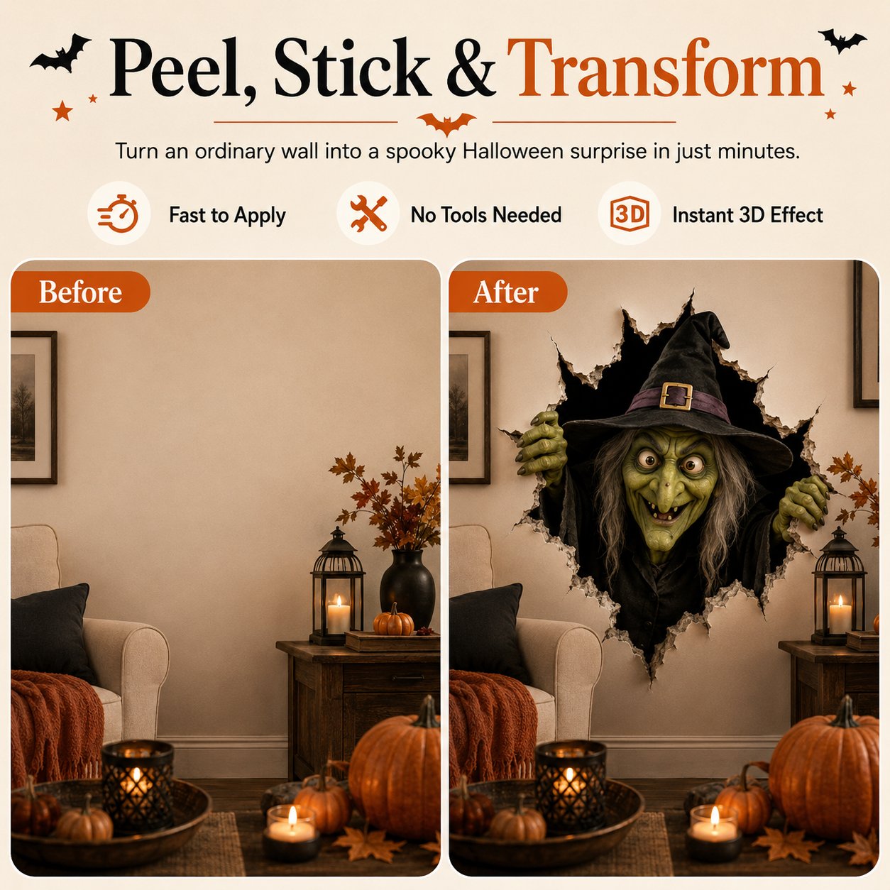 Halloween Break-In 3D Wall Decals