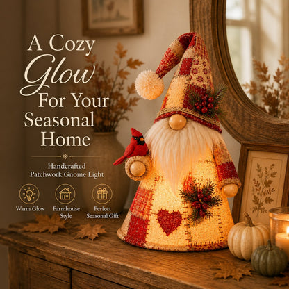 🔥 LAST DAY 49% OFF – 🐦Patchwork Bird Gnome Light Collection | Warm Glowing Tabletop Decor ✨