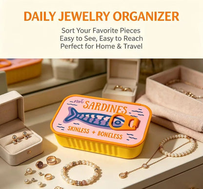 Vintage Sardine Tin Jewelry Box – Cute Travel Organizer for Rings, Earrings & Necklaces