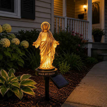 🔥 LAST DAY 49% OFF – ✝️ Walk by Faith Solar Jesus Garden Light | Automatic Warm Halo Glow, Weather-Resistant Ground Stake & No-Wiring Outdoor Faith Decor ✨