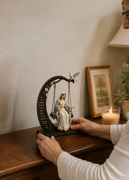 🙏 Blessed Virgin Mary Swing Statue – 7-Inch Faith-Inspired Resin Keepsake(3D)