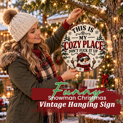 “This Is My Cozy Place” Funny Christmas Door Sign