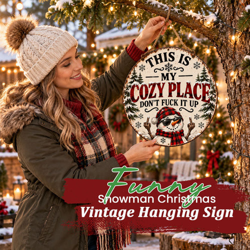 “This Is My Cozy Place” Funny Christmas Door Sign