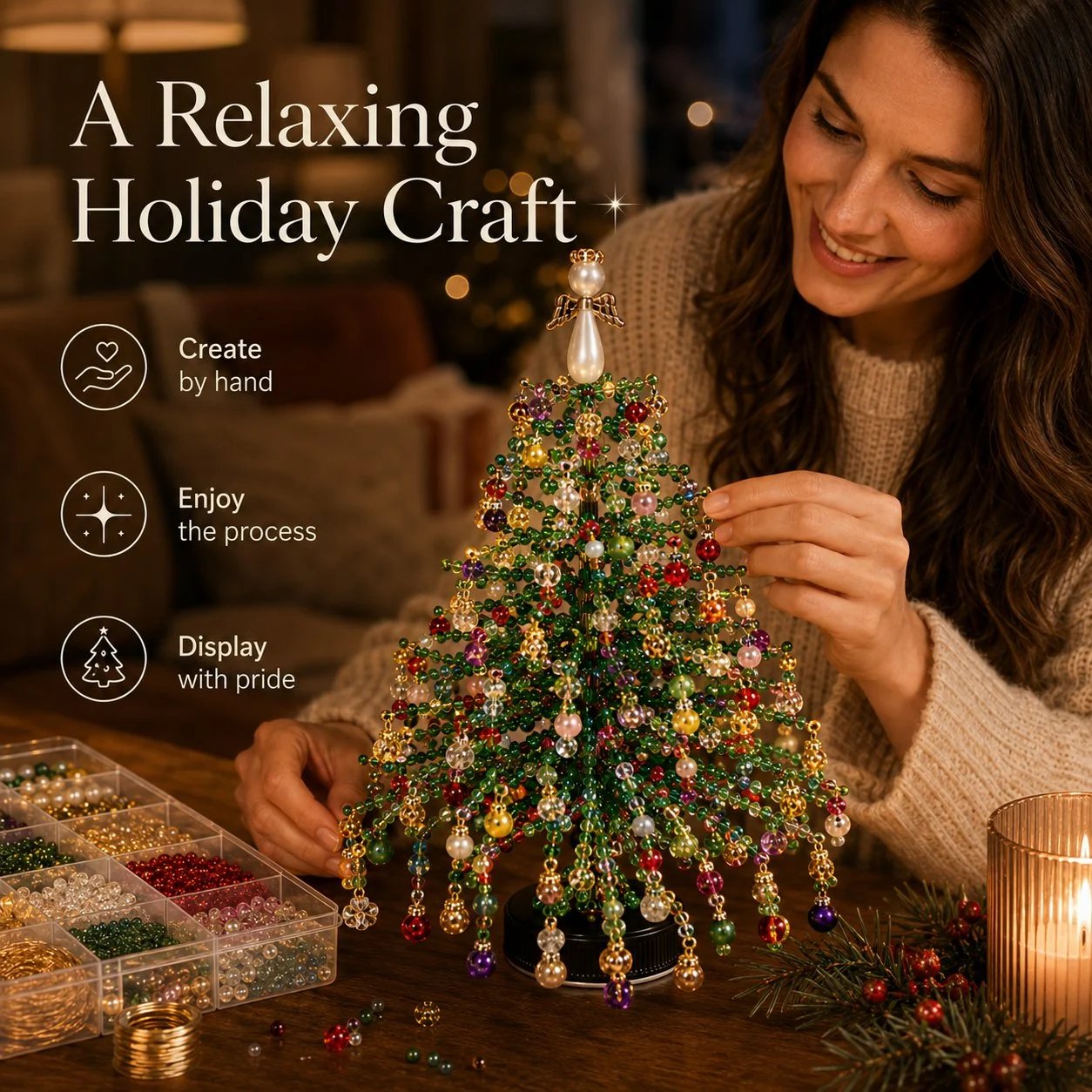 🏆Flash Sale✨DIY Beaded Christmas Tree Kit🎅🎄
