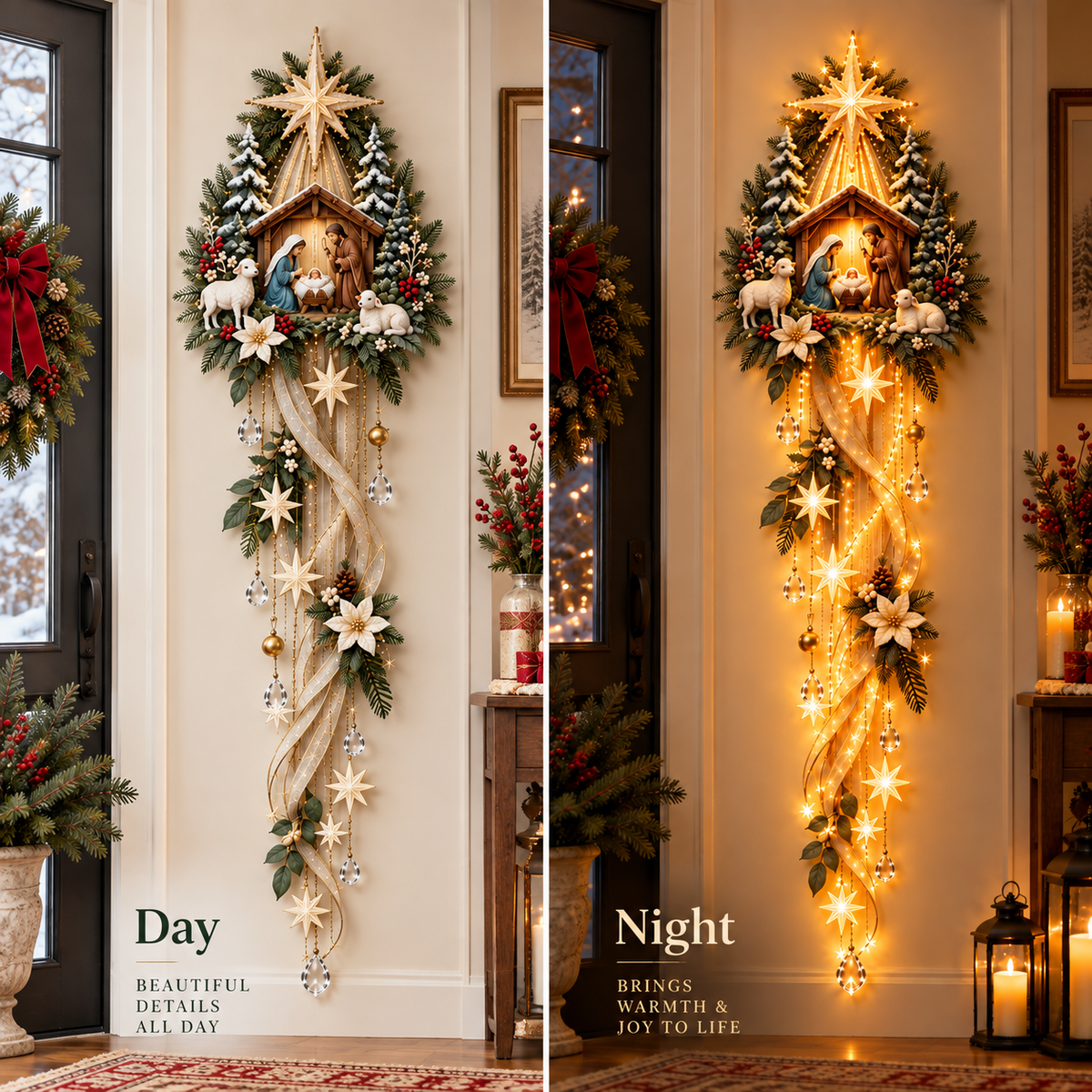 🔥Hot Sale 50% OFF -🌟 Nativity Starfall Wall Light – A Meaningful Christmas Glow