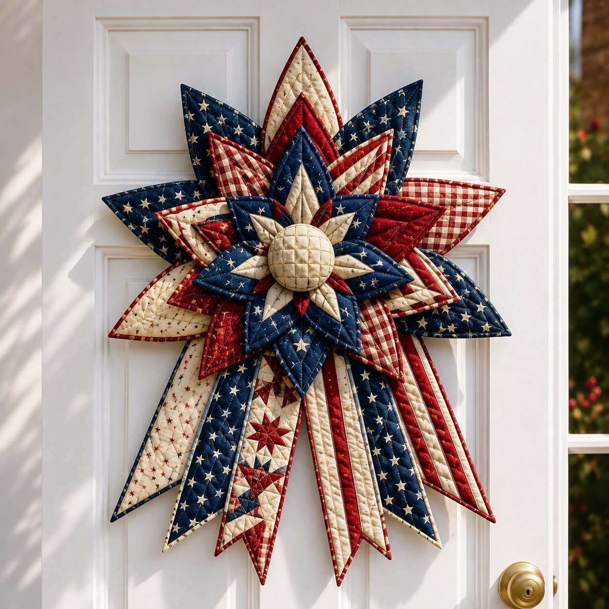 Patriotic Starburst Pride quilted bow