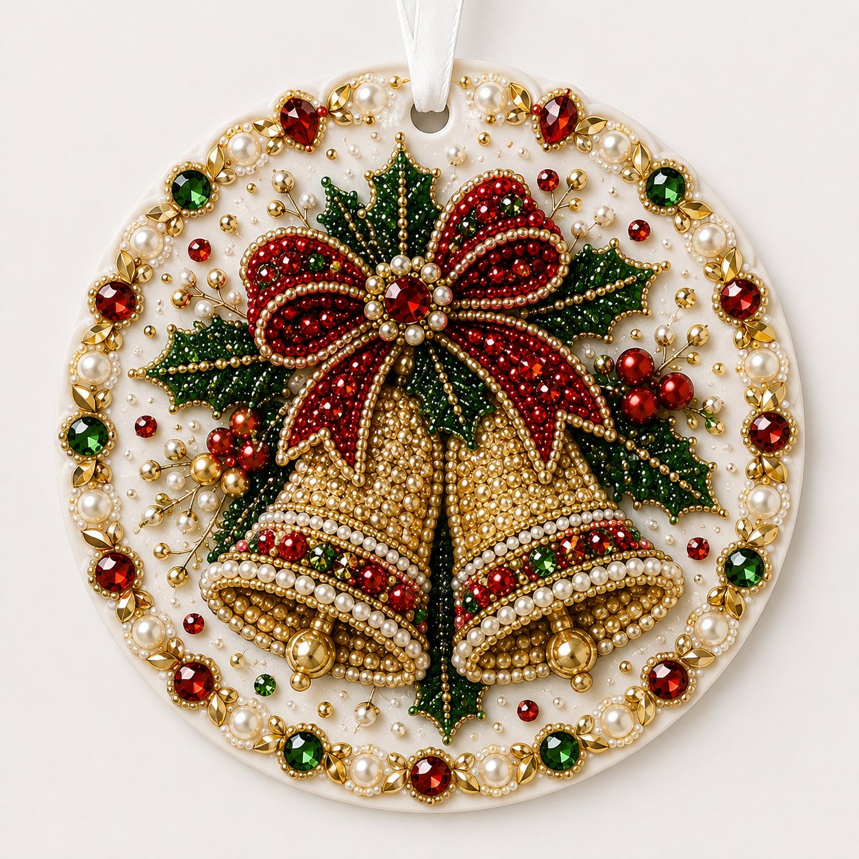 Christmas Bells DIY Pearl and Gem Christmas Ornament