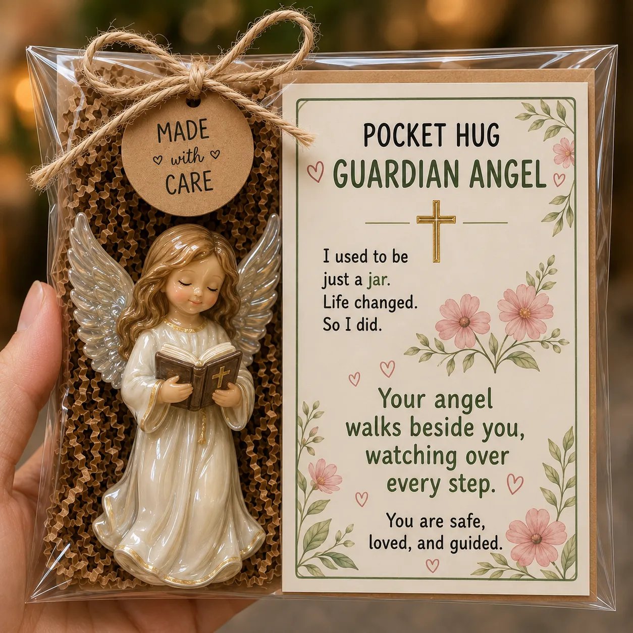 ✨✝️ Faith Pocket Hug Keepsake – Jesus, Mary & Guardian Angel Encouragement Gift