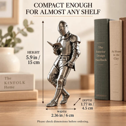 ⚔️ Reading Knight Bookshelf Statue | Medieval Fantasy Bookend Décor