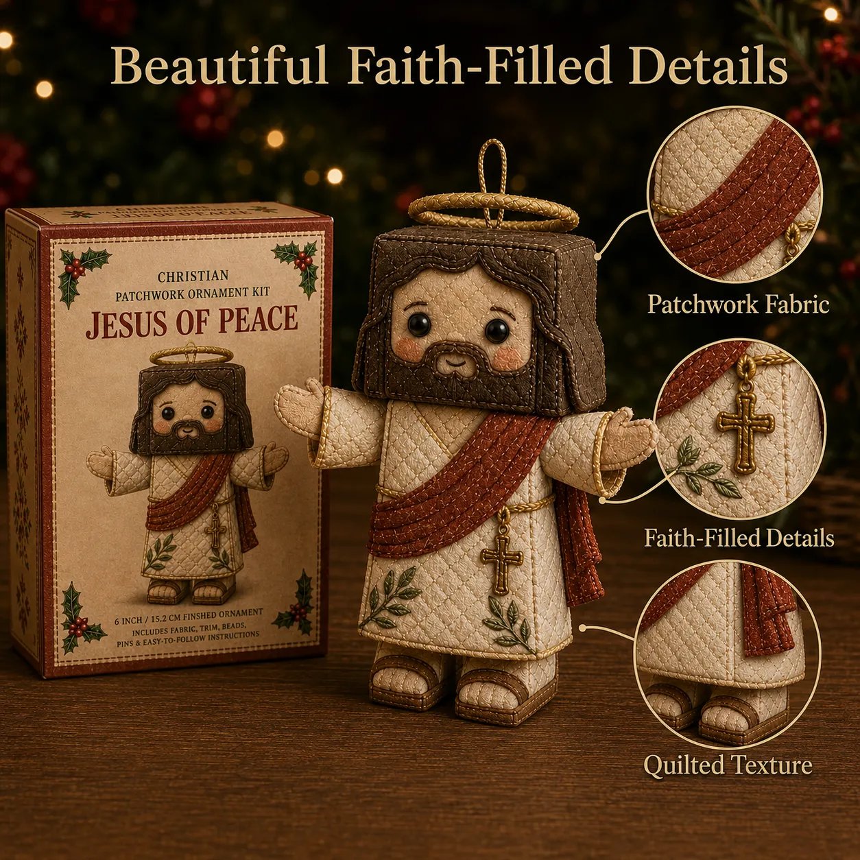 🔥HOT SALE🔥⏳ Last Day 49% OFF – ✝️ Beginner-Friendly DIY Christian Block Figure Patchwork Ornament Kit Collection | Complete Kit with Pre-Cut Fabrics, Padded Ornament Form & Step-by-Step Guide Included 💕