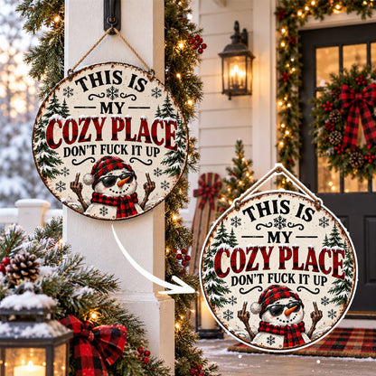 “This Is My Cozy Place” Funny Christmas Door Sign