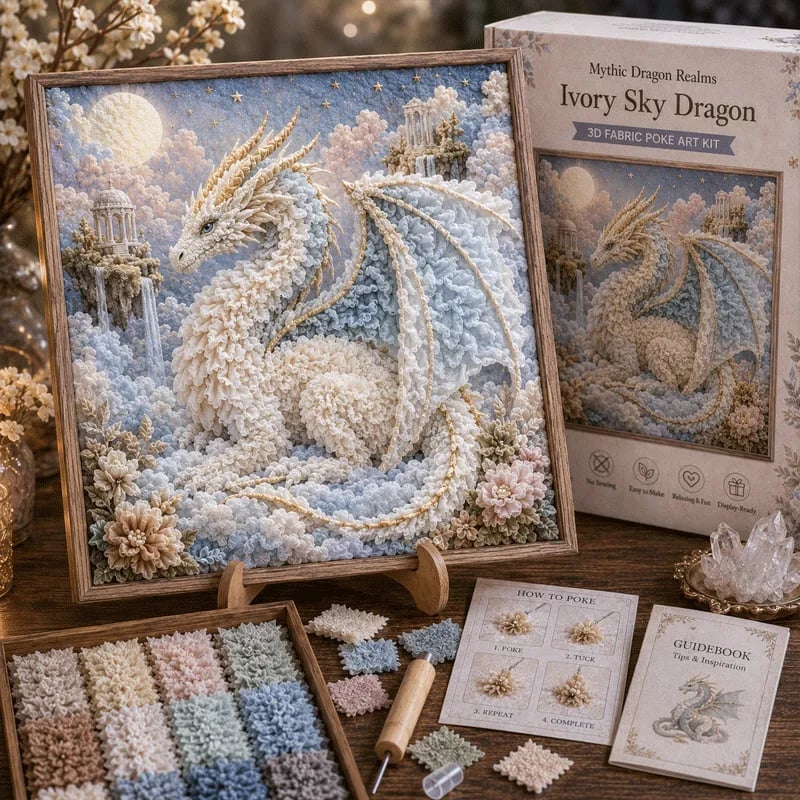 🎁Last Day 50% OFF - 🐉 Mythic Dragon Realms 3D Fabric Poke Art Kit
