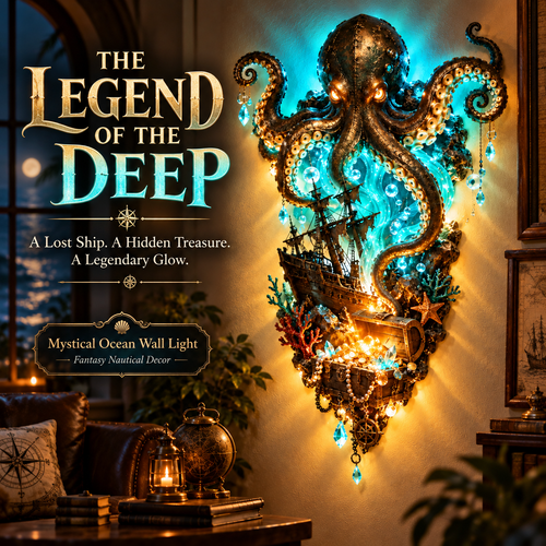 🐙🏴‍☠️ Last Day 50% OFF ✨ Kraken's Lost Treasure Wall Light