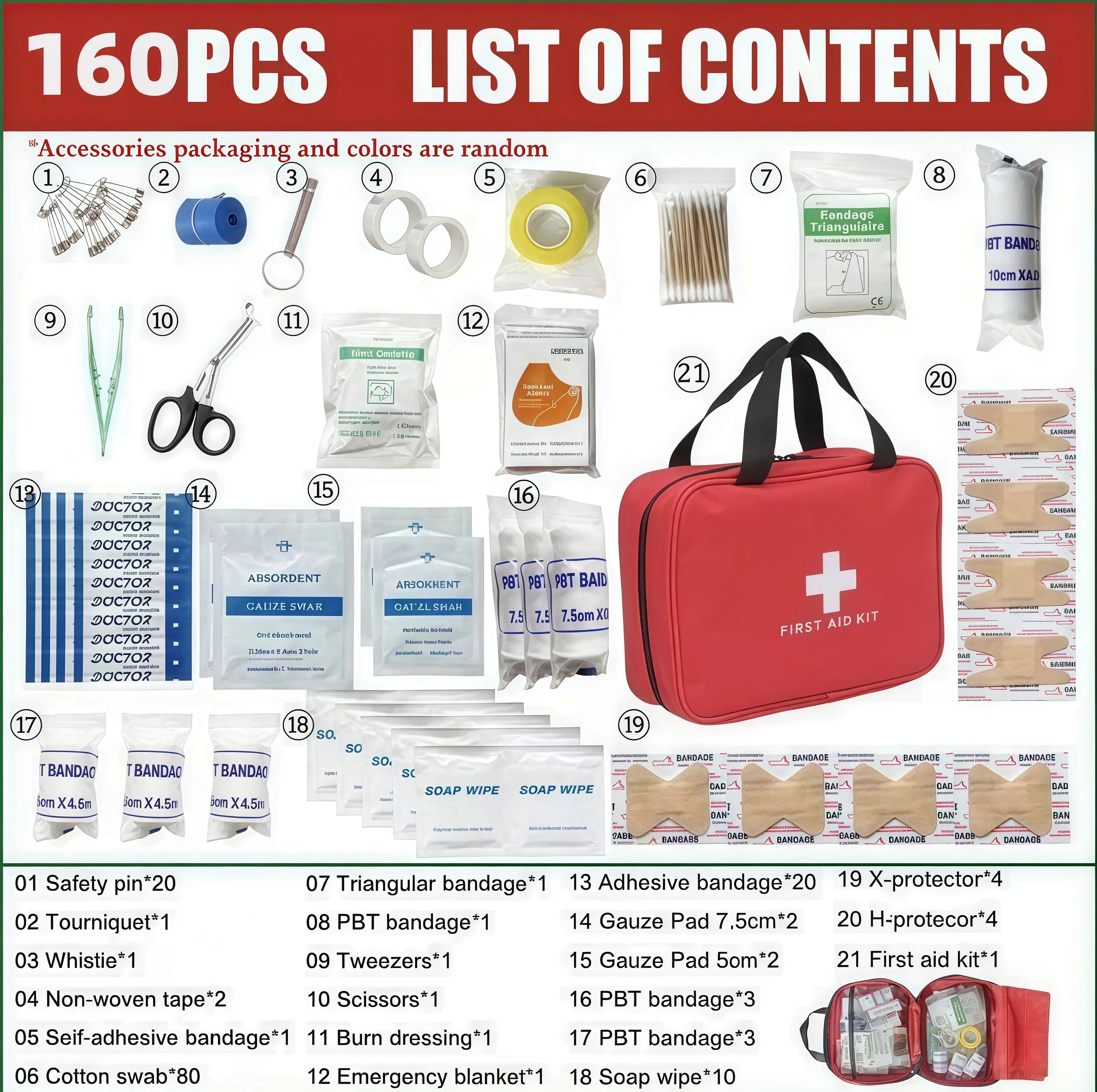First aid kit opened with organized emergency supplies