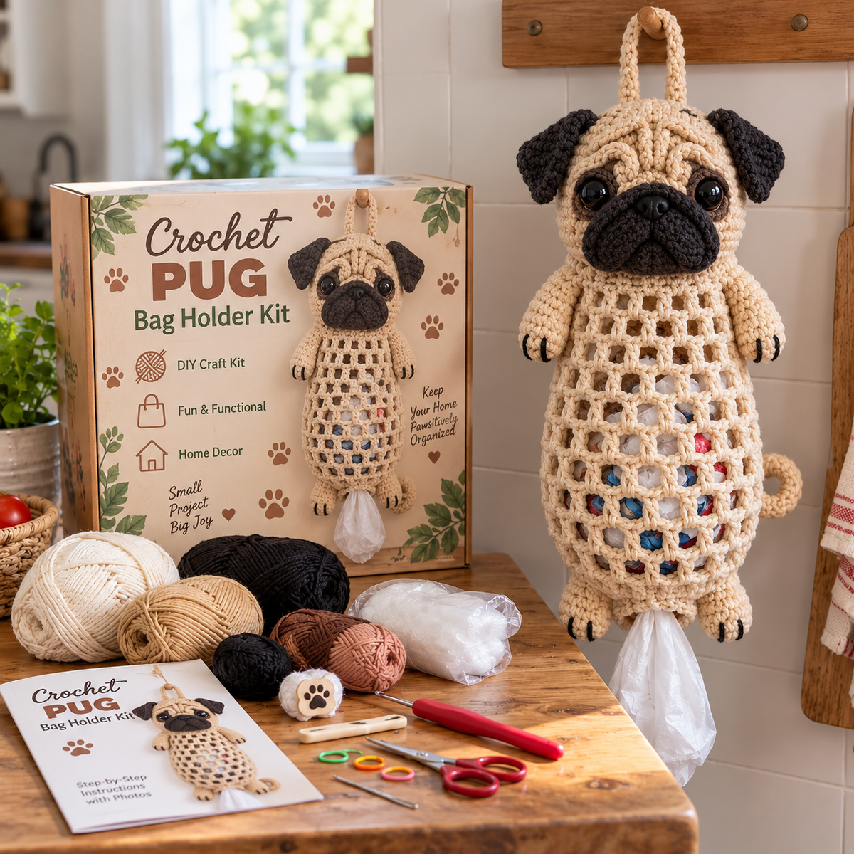 🐶🔥 Last Day 50% OFF – Crochet Dog Bag Holder DIY Kit 🧶 | 6 Adorable Breeds, Cute & Functional Home Decor 🎁