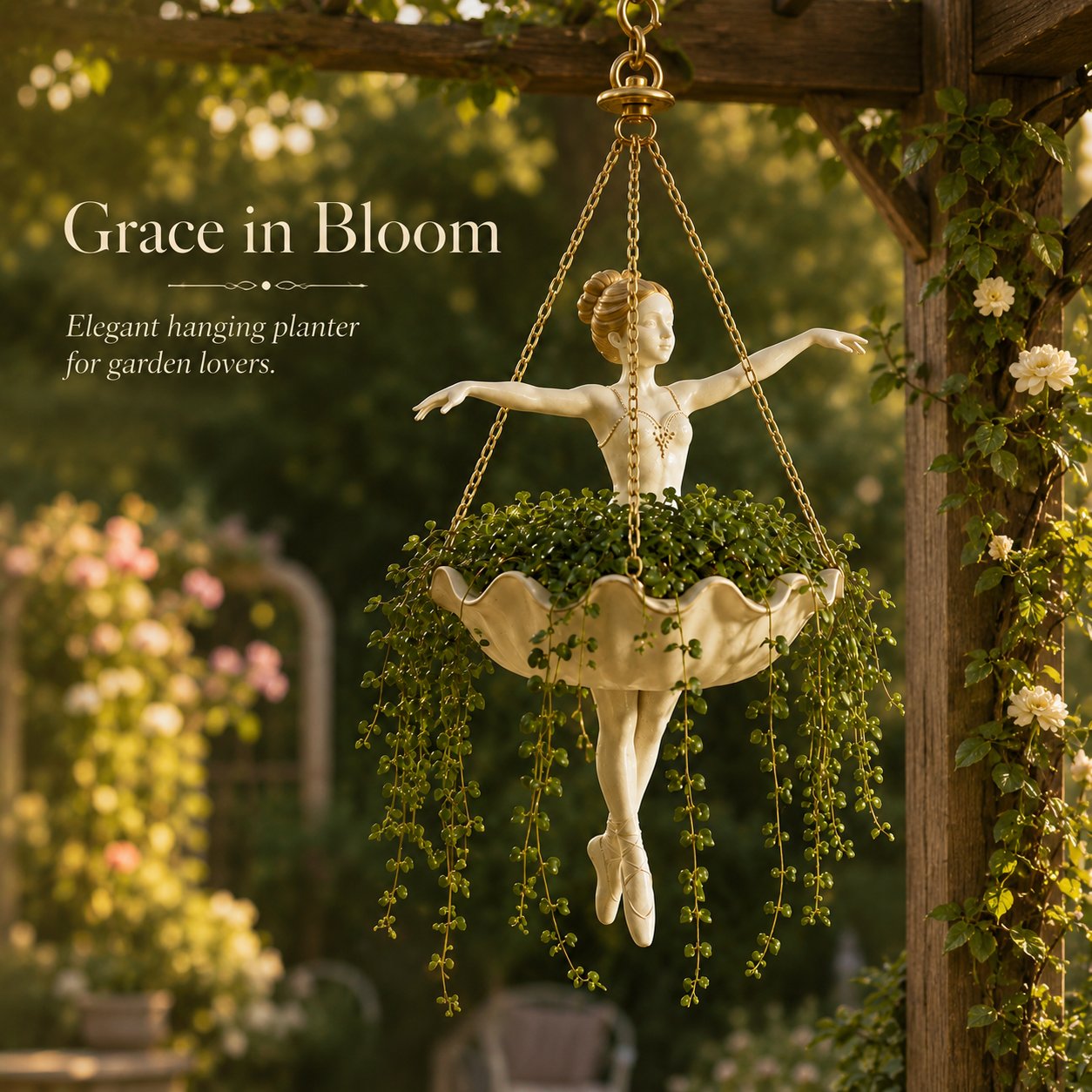🔥💃 Ballet Dancer Hanging Planter– 🌿Elegant Garden Decor for Porch & Patio