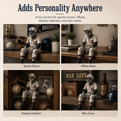 ⚾ Baseball Skeleton Shelf Sitter – He Stayed in the Game a Little Too Long 💀