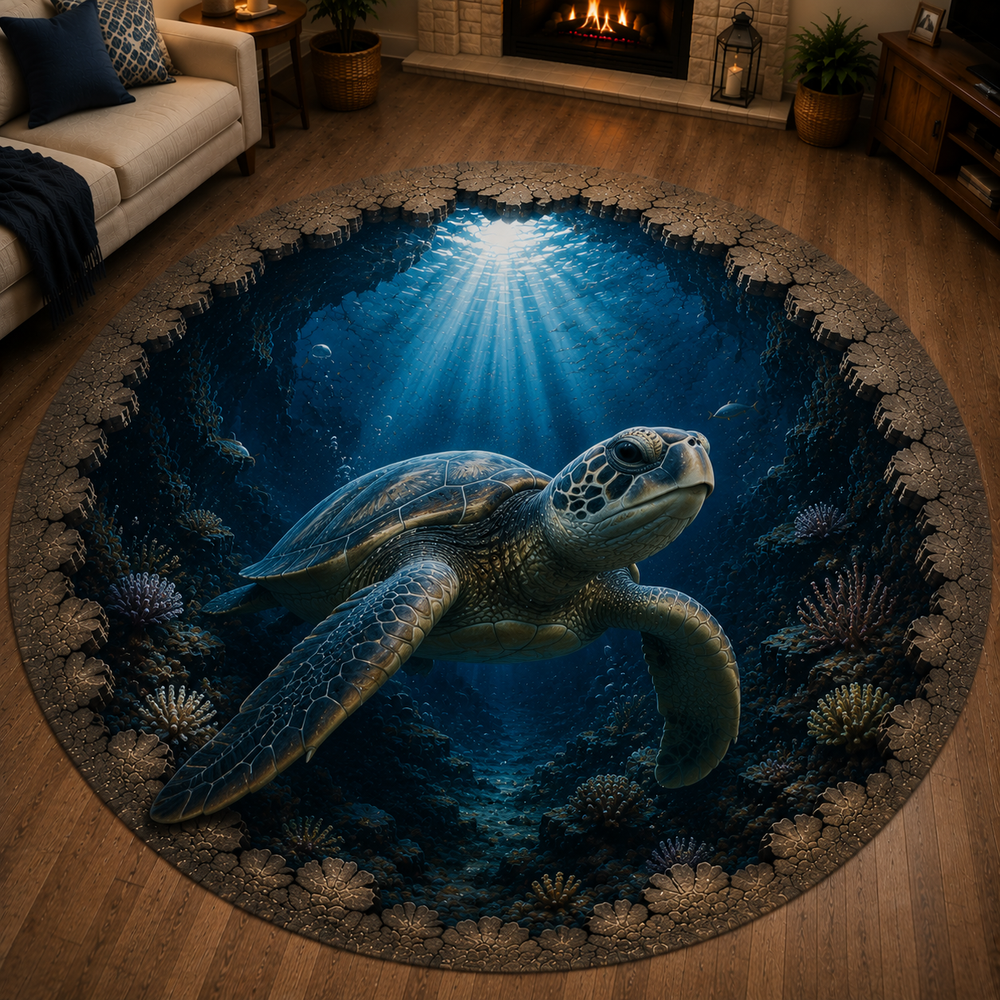 Ocean Guardian turtle rug