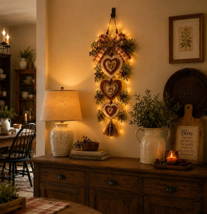 🍂🤎Vintage Farmhouse Layered Heart Wall Hanging