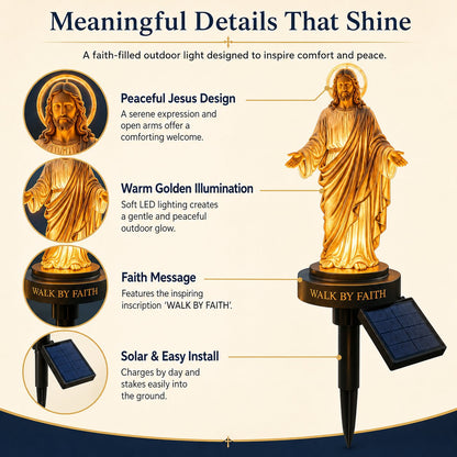 🔥 LAST DAY 49% OFF – ✝️ Walk by Faith Solar Jesus Garden Light | Automatic Warm Halo Glow, Weather-Resistant Ground Stake & No-Wiring Outdoor Faith Decor ✨