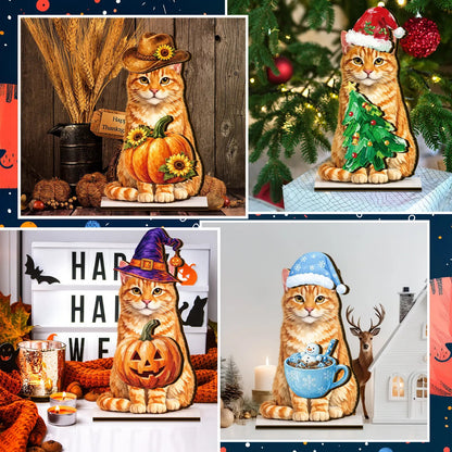🎉🐾 Interchangeable Seasonal Animal Wooden Decor Set