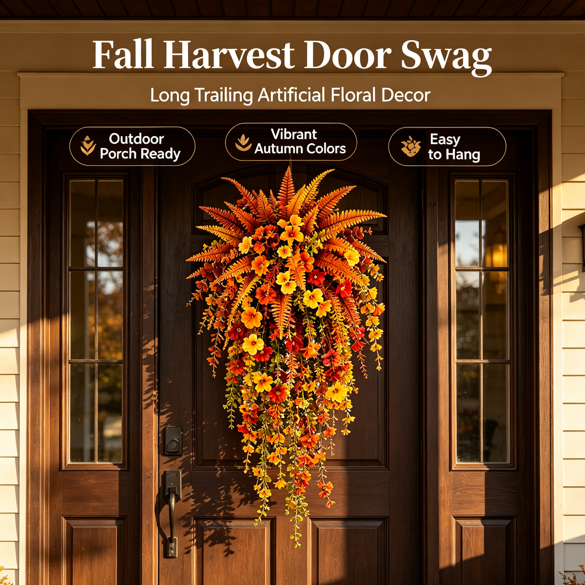 🍂Artificial Autumn Harvest Swag Front Door & Farmhouse Porch Hanging Seasonal Decor