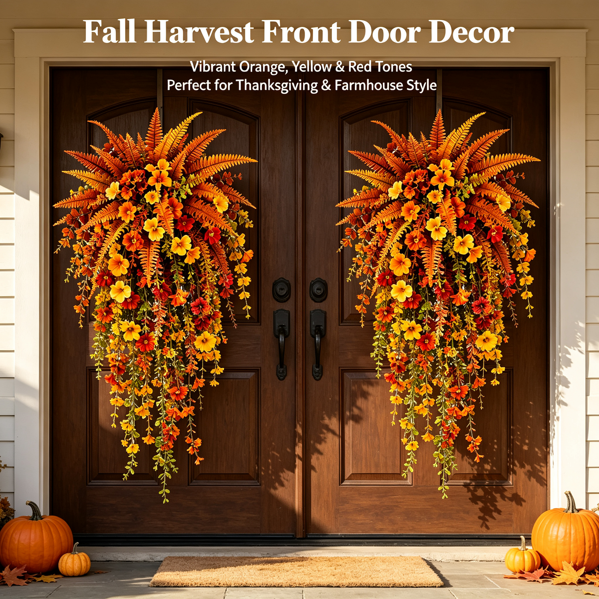 🍂Artificial Autumn Harvest Swag Front Door & Farmhouse Porch Hanging Seasonal Decor